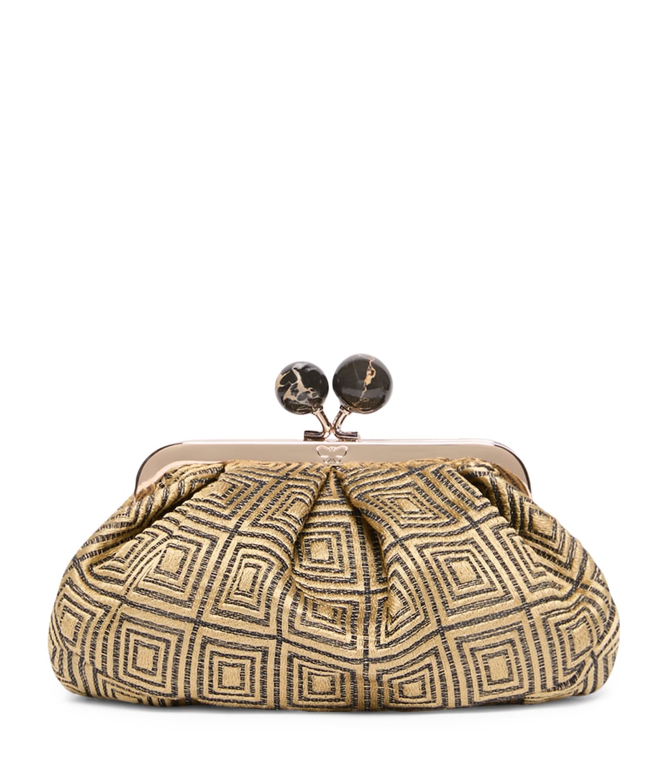 Weekend Max Mara Woven Jacquard Pasticcino Clutch Bag Yellow