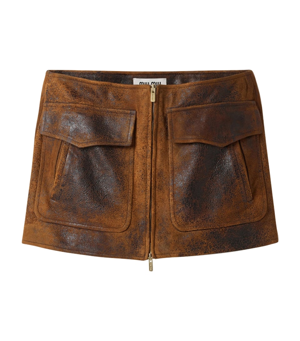 Waxed Suede Mini Skirt
