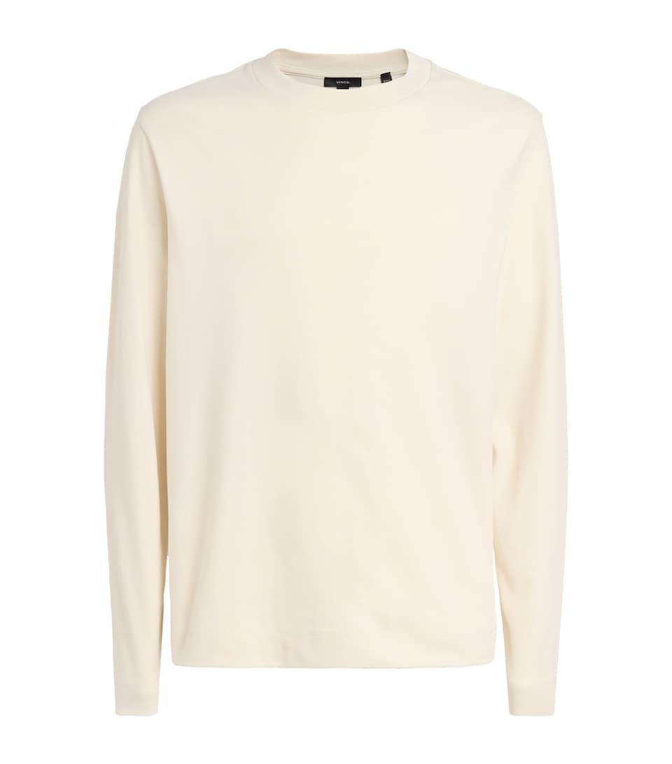 Vince Mens Cotton Peached Long-Sleeve T-Shirt Bone
