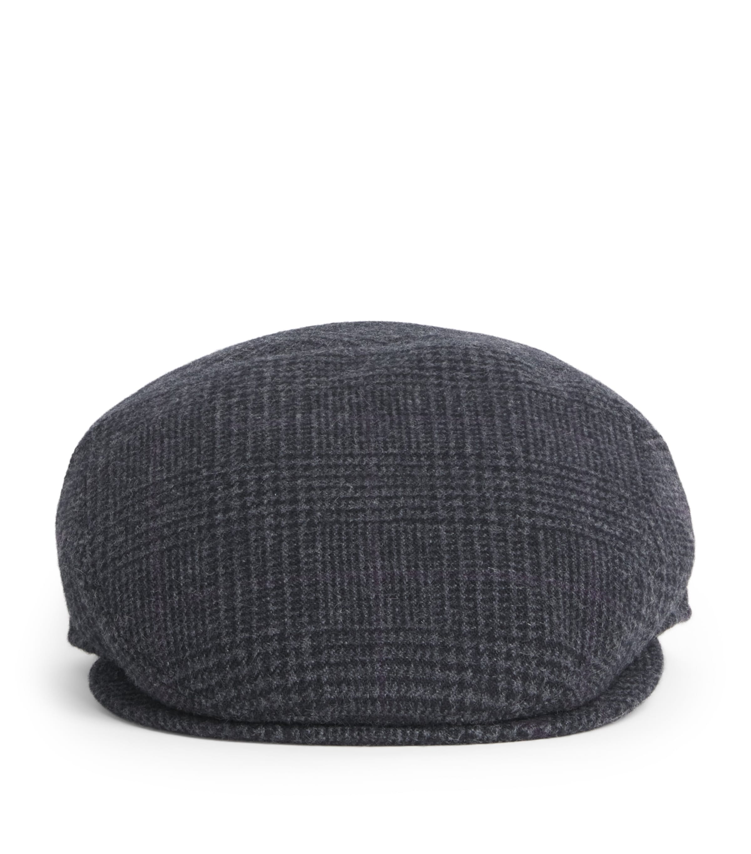 Borsalino Houndstooth Vincenzo Flat Cap Pow Maxi Nero