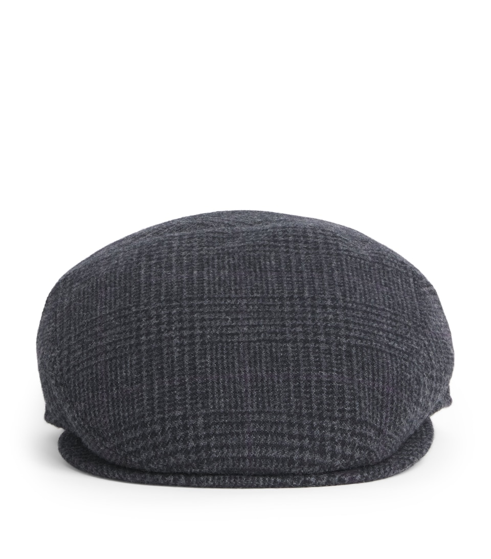 Borsalino Houndstooth Vincenzo Flat Cap Pow Maxi Nero