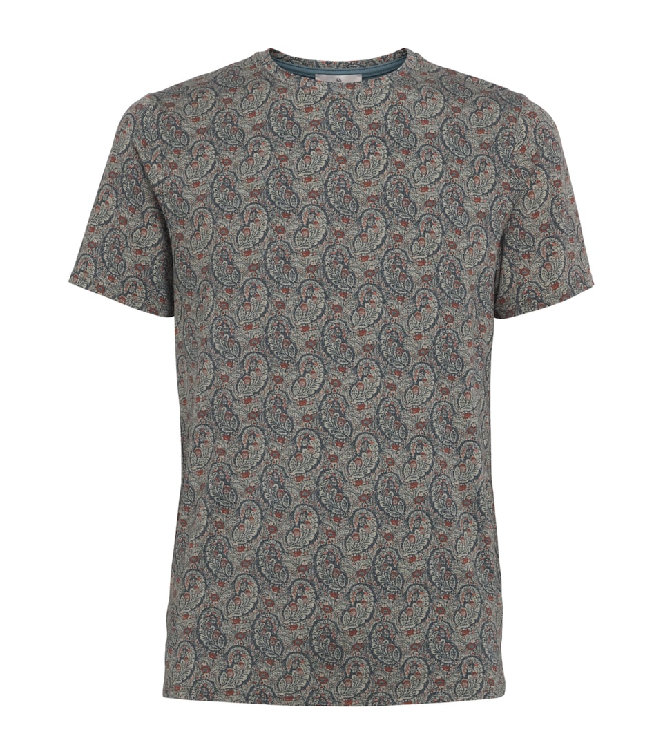 Homebody Mens Stretch-Modal Paisley Print Lounge T-Shirt Neem