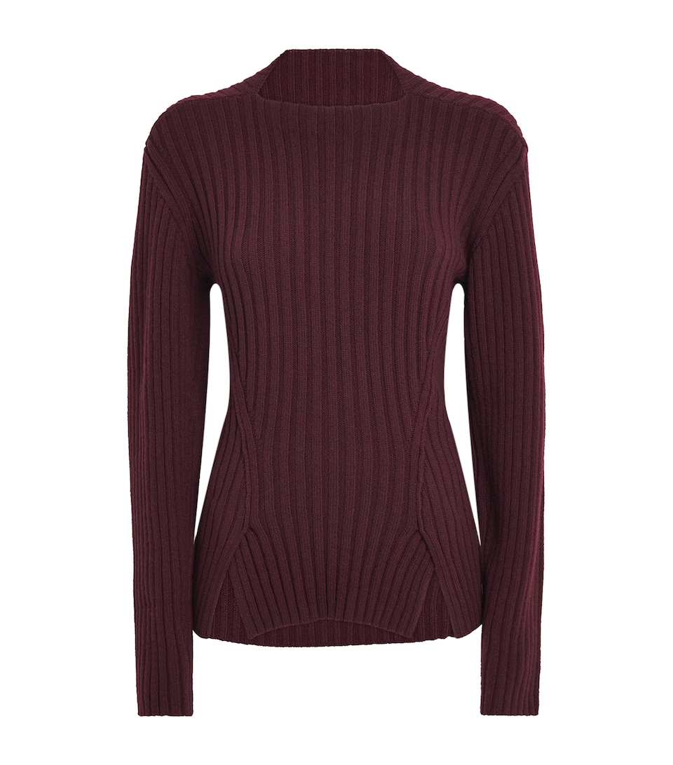 Victoria Beckham Womens Wool-Cashmere Ribbed Sweater Acai