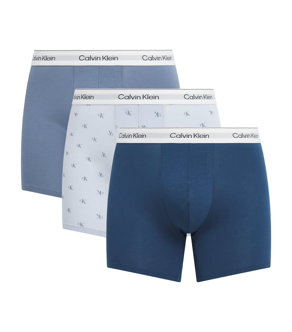 Calvin Klein Mens Stretch-Cotton Icon Boxer Briefs (Pack of 3) Adriatic Royal