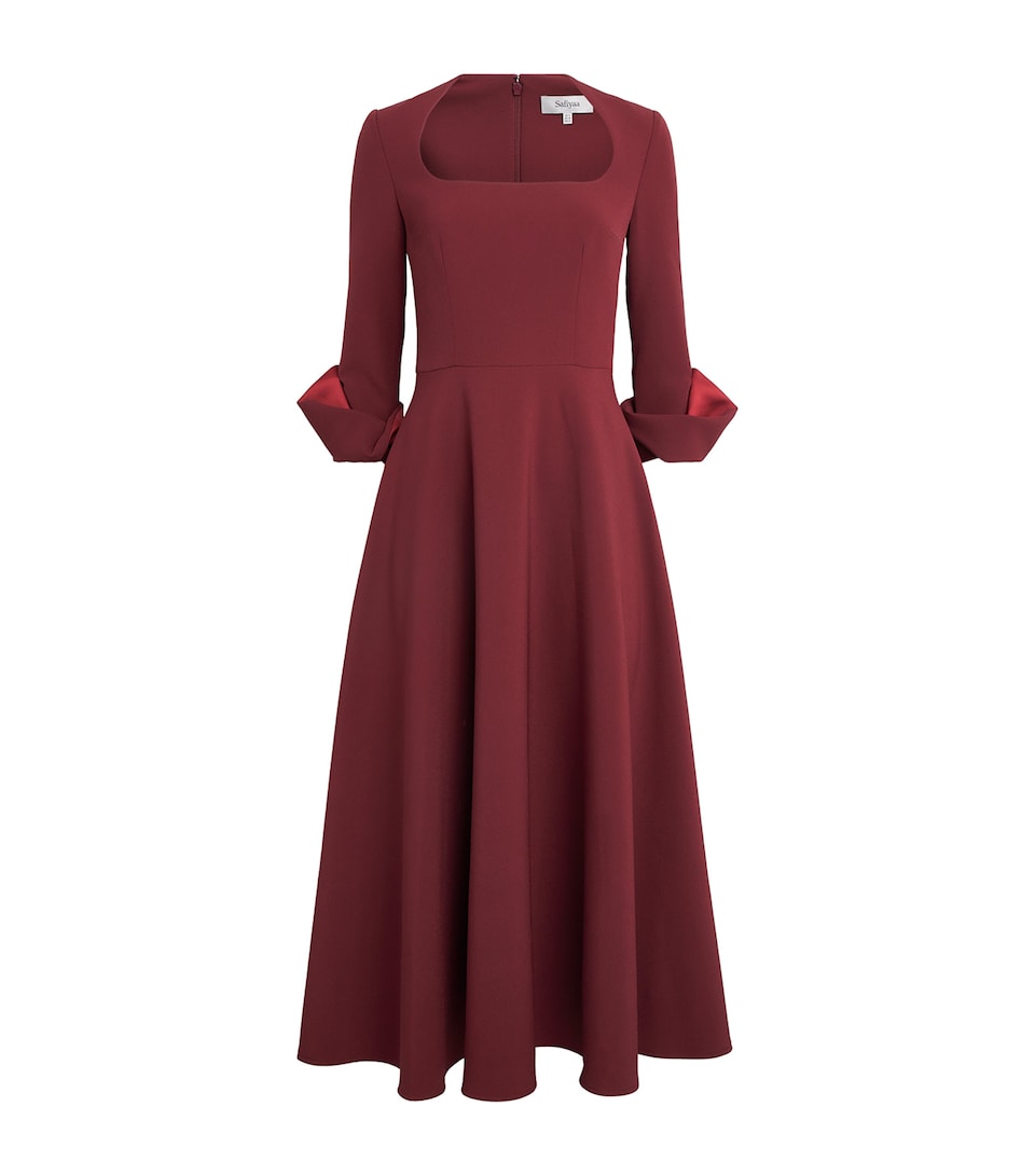 Safiyaa Womens Crepe A-Line Midi Dress Swinton