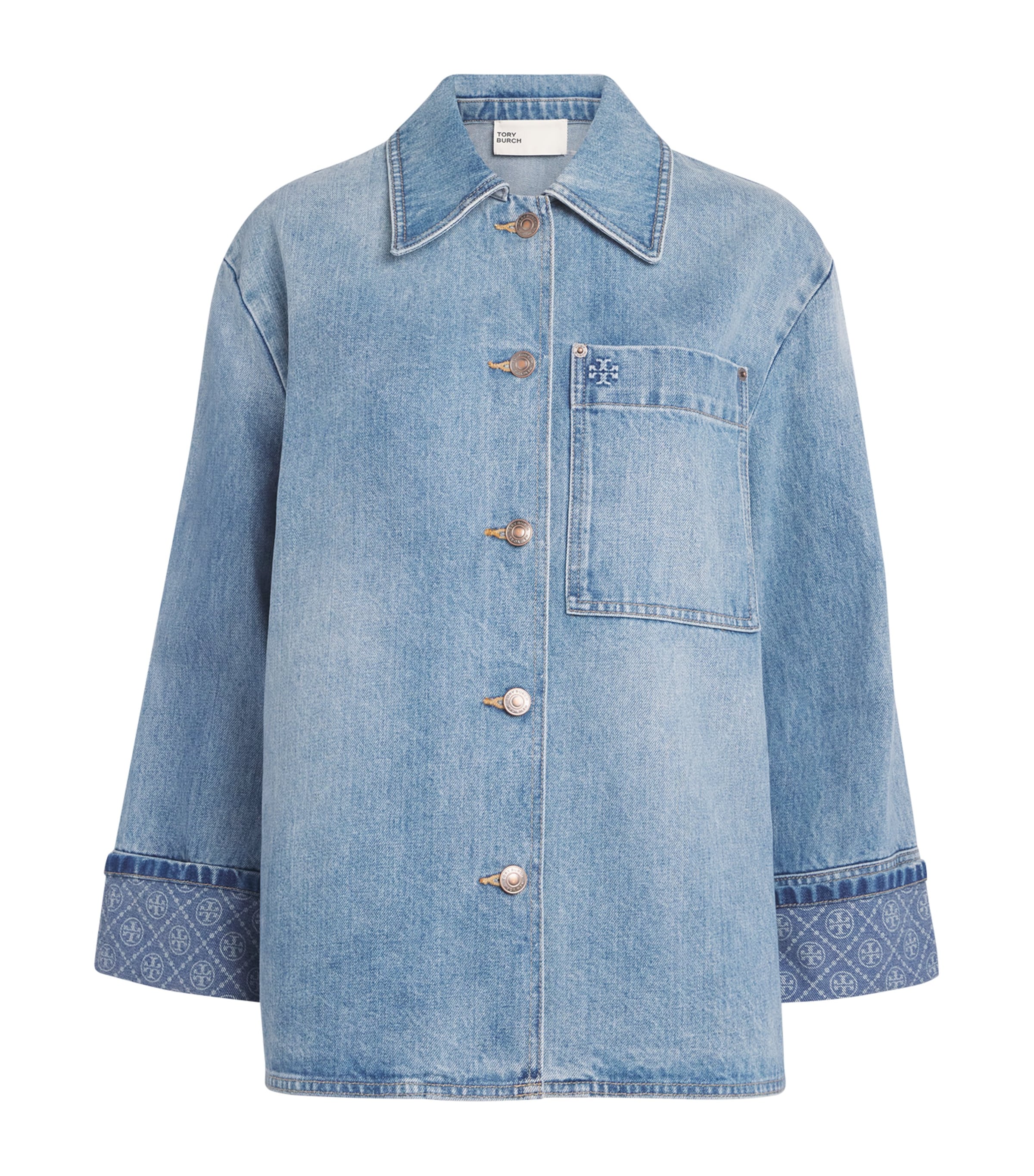 Tory Burch Womens Barn Denim Jacket Lght Vntge Wsh
