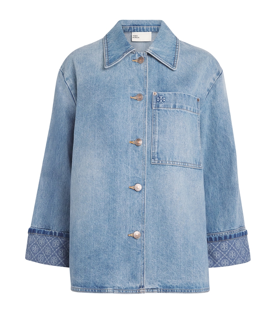 Tory Burch Womens Barn Denim Jacket Lght Vntge Wsh