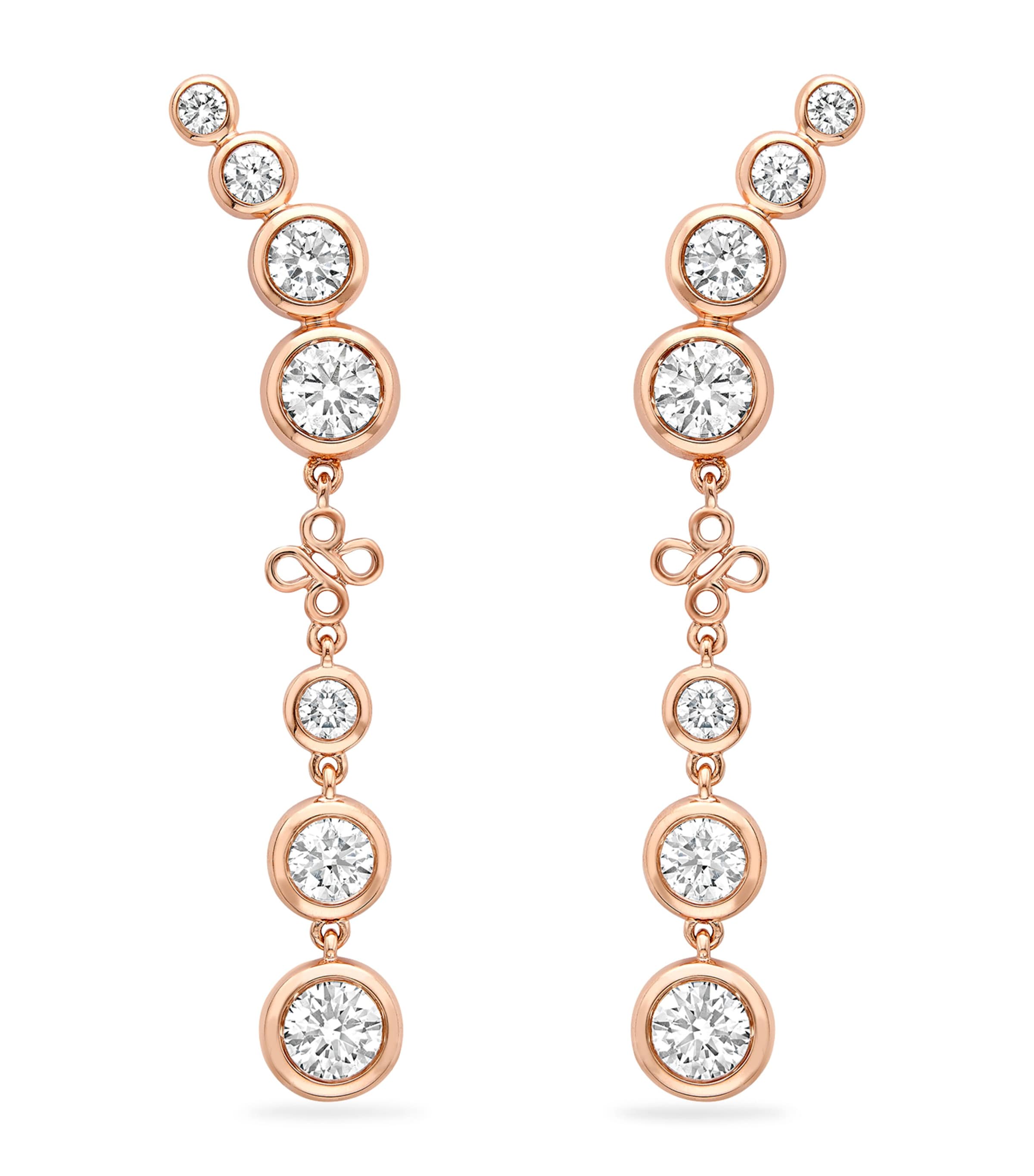 Rose Gold and Diamond Long Beach Earrings