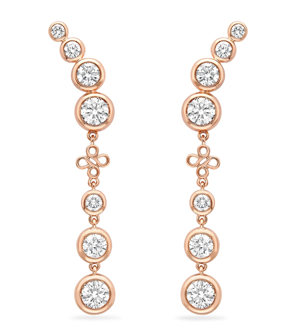 Rose Gold and Diamond Long Beach Earrings
