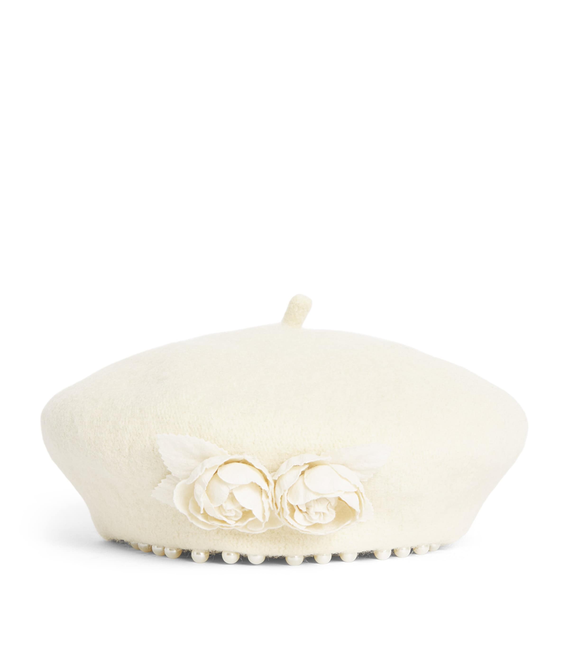 Monnalisa Felt Floral Beret Panna