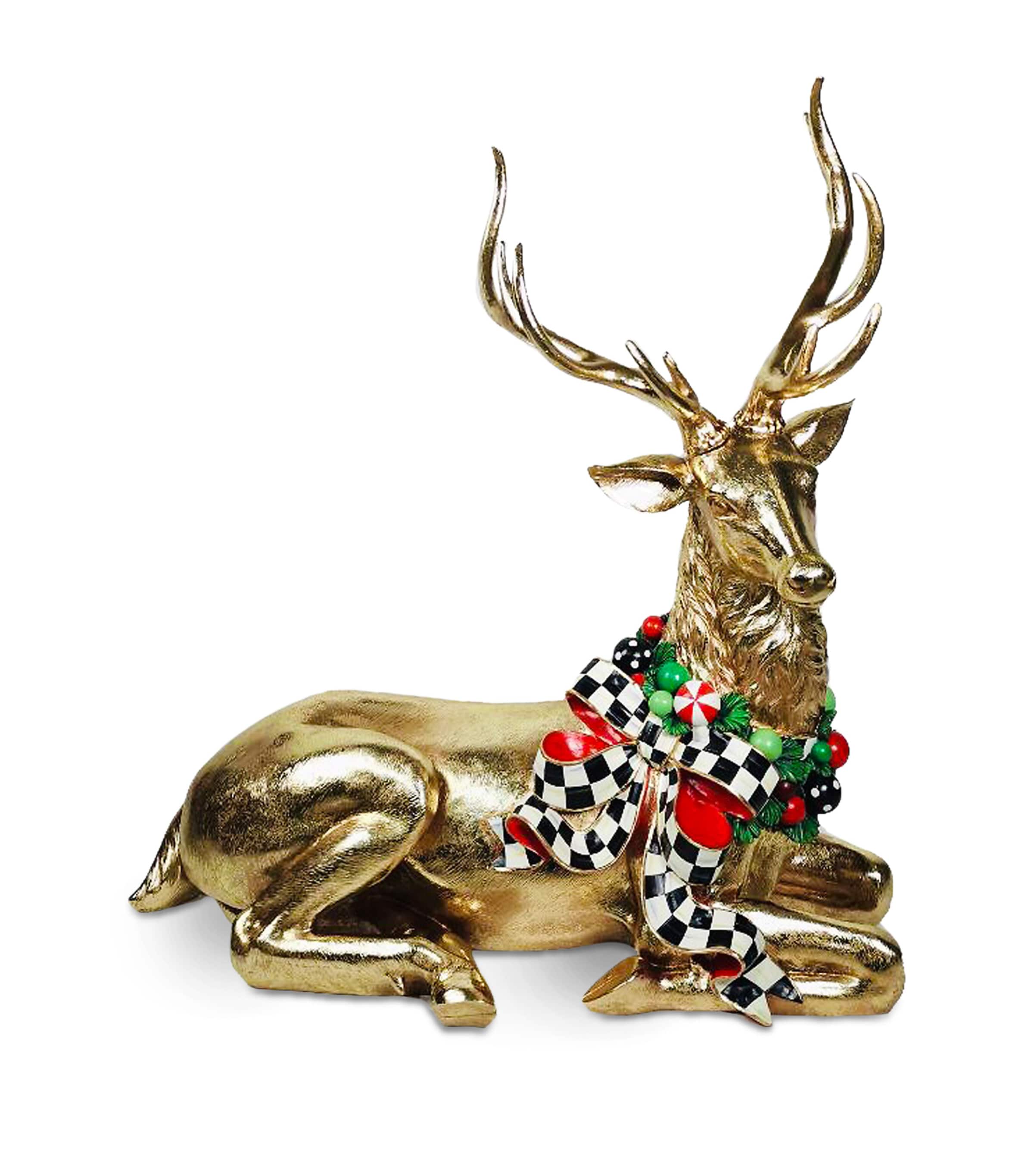 MacKenzie-Childs Christmas Magic Trophy Deer Ornament Gold