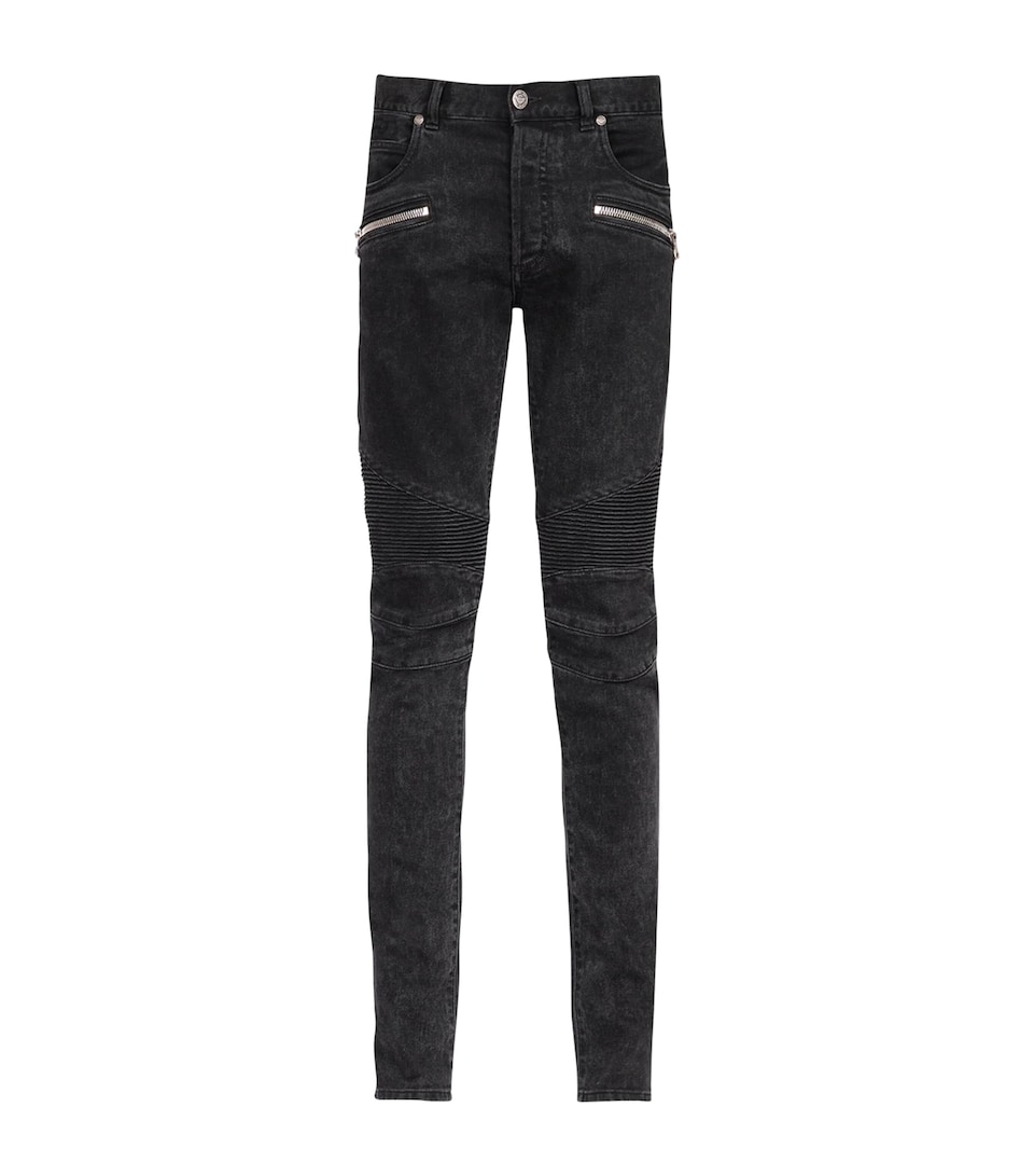 Biker-Detail Skinny Jeans