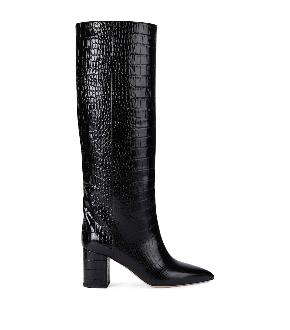 Croc-Embossed Leather Anja Knee-High Boots 70