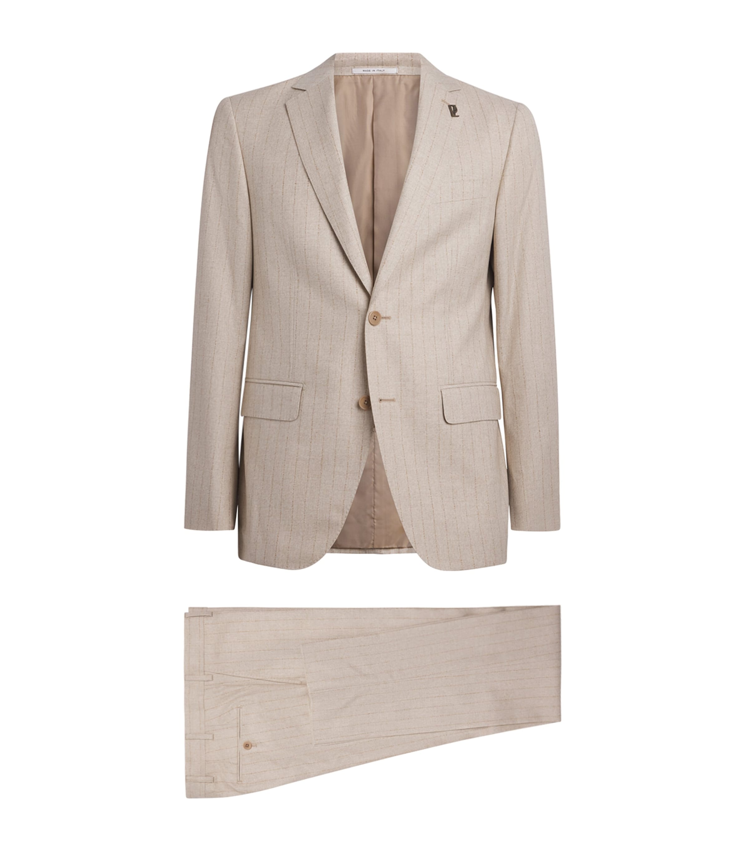 Pal Zileri Mens Wool-Cotton Pinstripe 2-Piece Suit Natural
