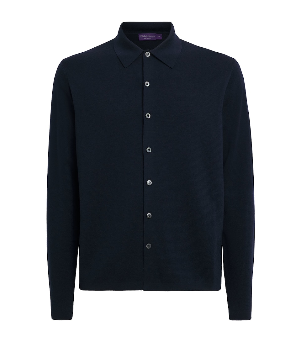 Ralph Lauren Purple Label Mens Wool Polo Cardigan Racing Navy