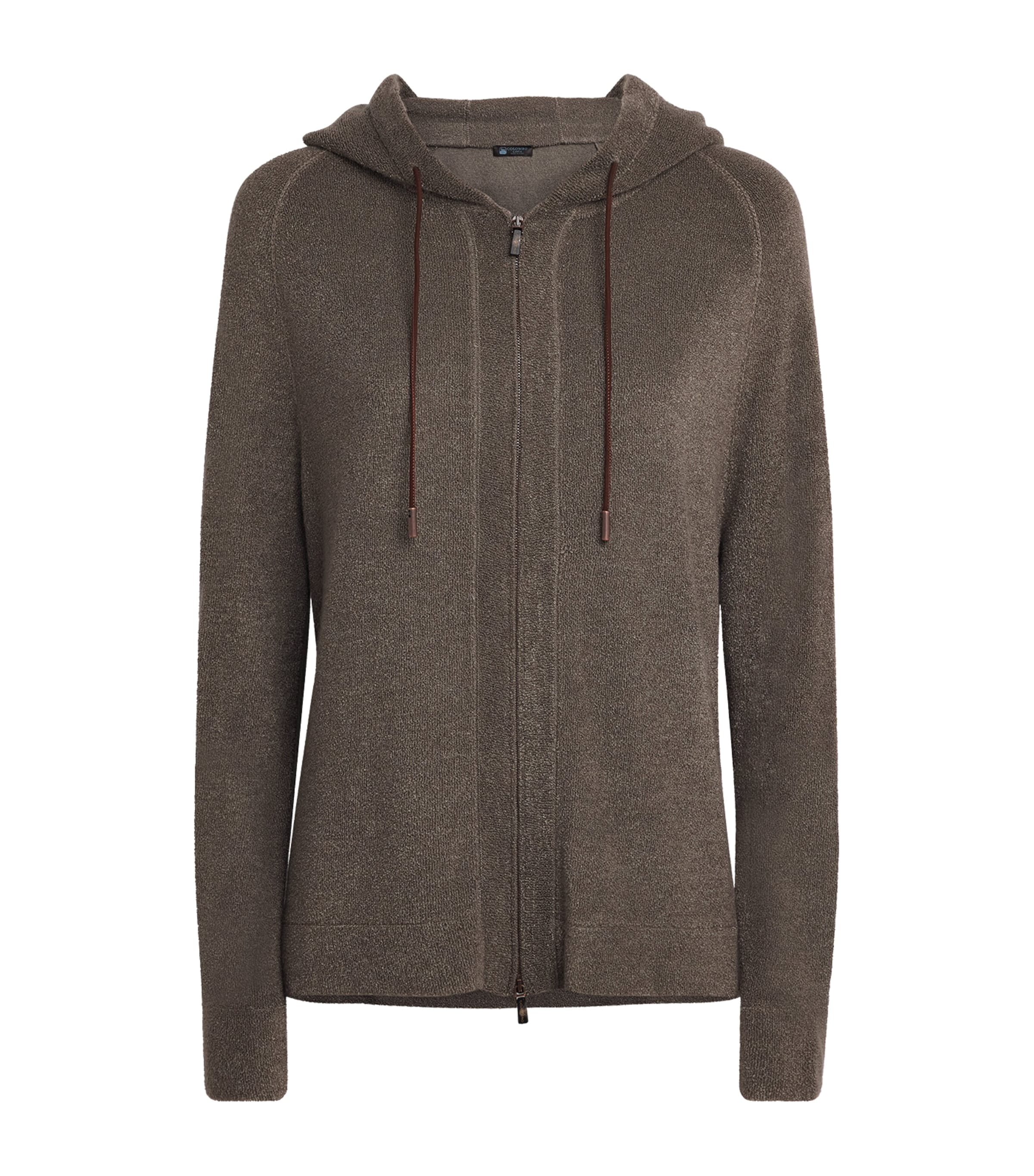 Colombo Womens Cashmere-Blend Zip-Up Hoodie Terra/beige
