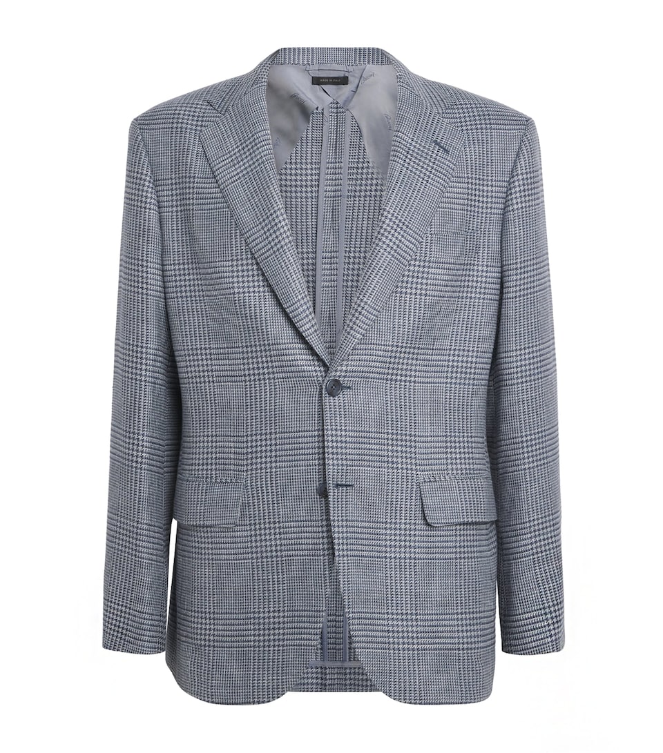 Wool-Silk Houndstooth Check Blazer