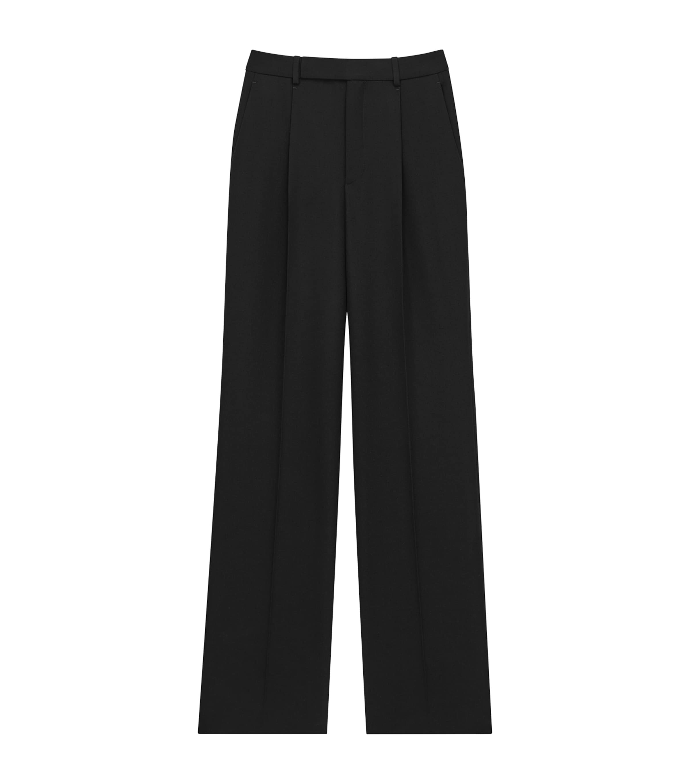 Saint Laurent Womens Virgin Wool Wide-Leg Trousers