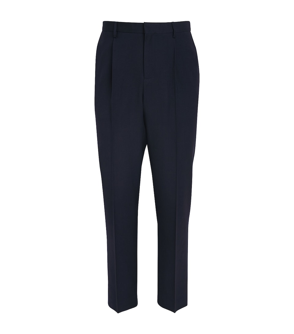 Wool Pleated Straight Trousers