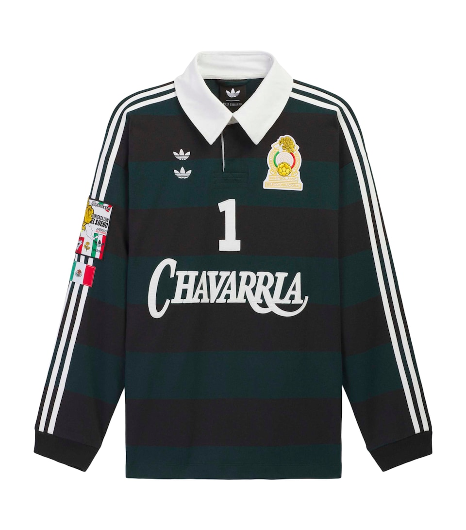 Willy Chavarria Mens x adidas Originals Mexico Rugby Shirt Black/aurora Ivy