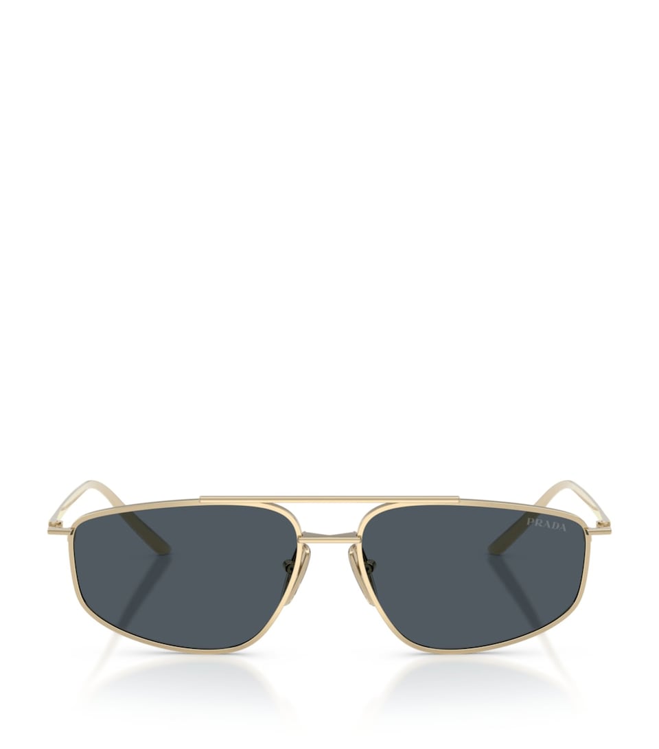 Prada Metal Rectangular Sunglasses Gold