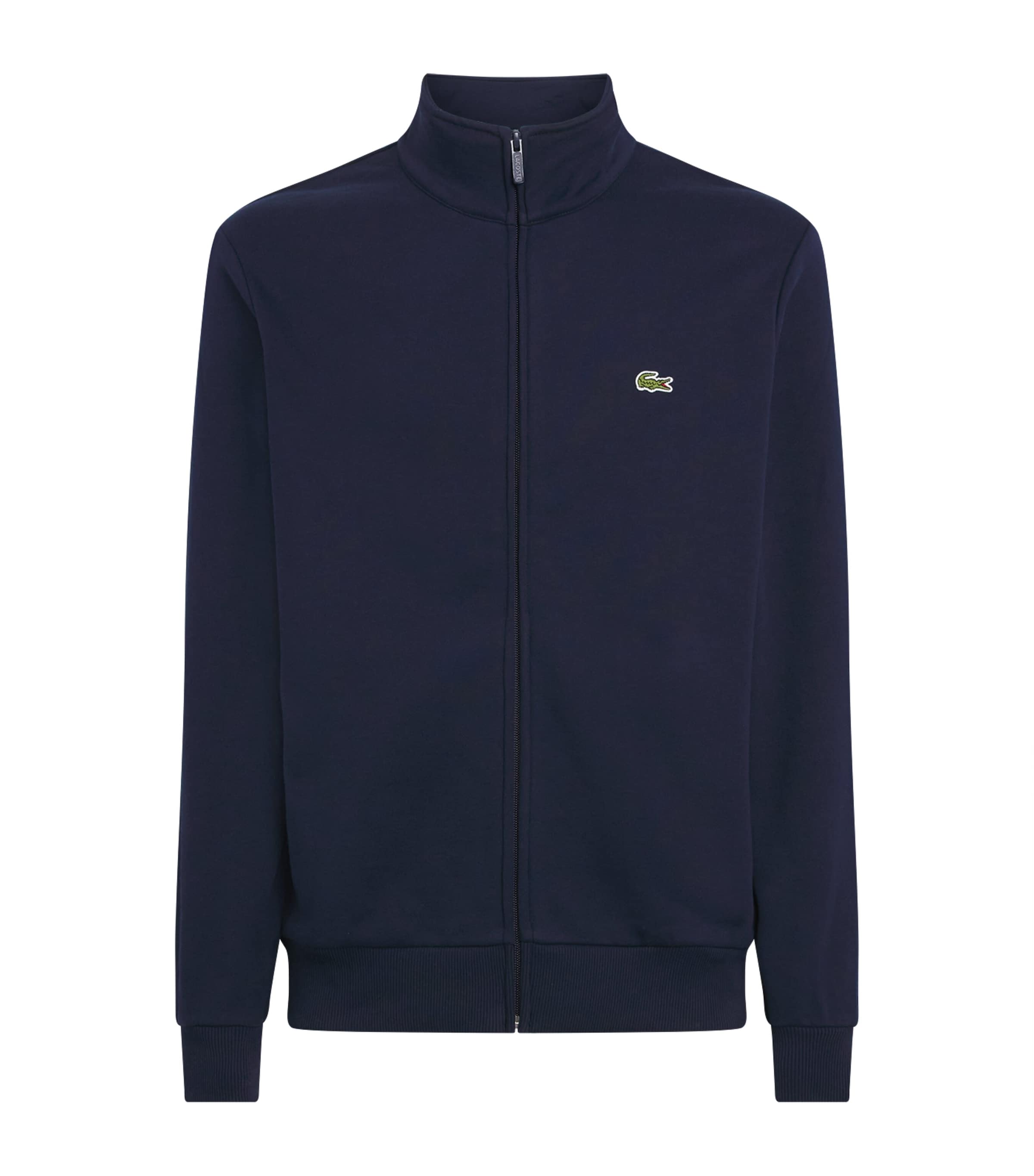 Lacoste Mens Fleece Zip-Up Sweatshirt Navy Blue