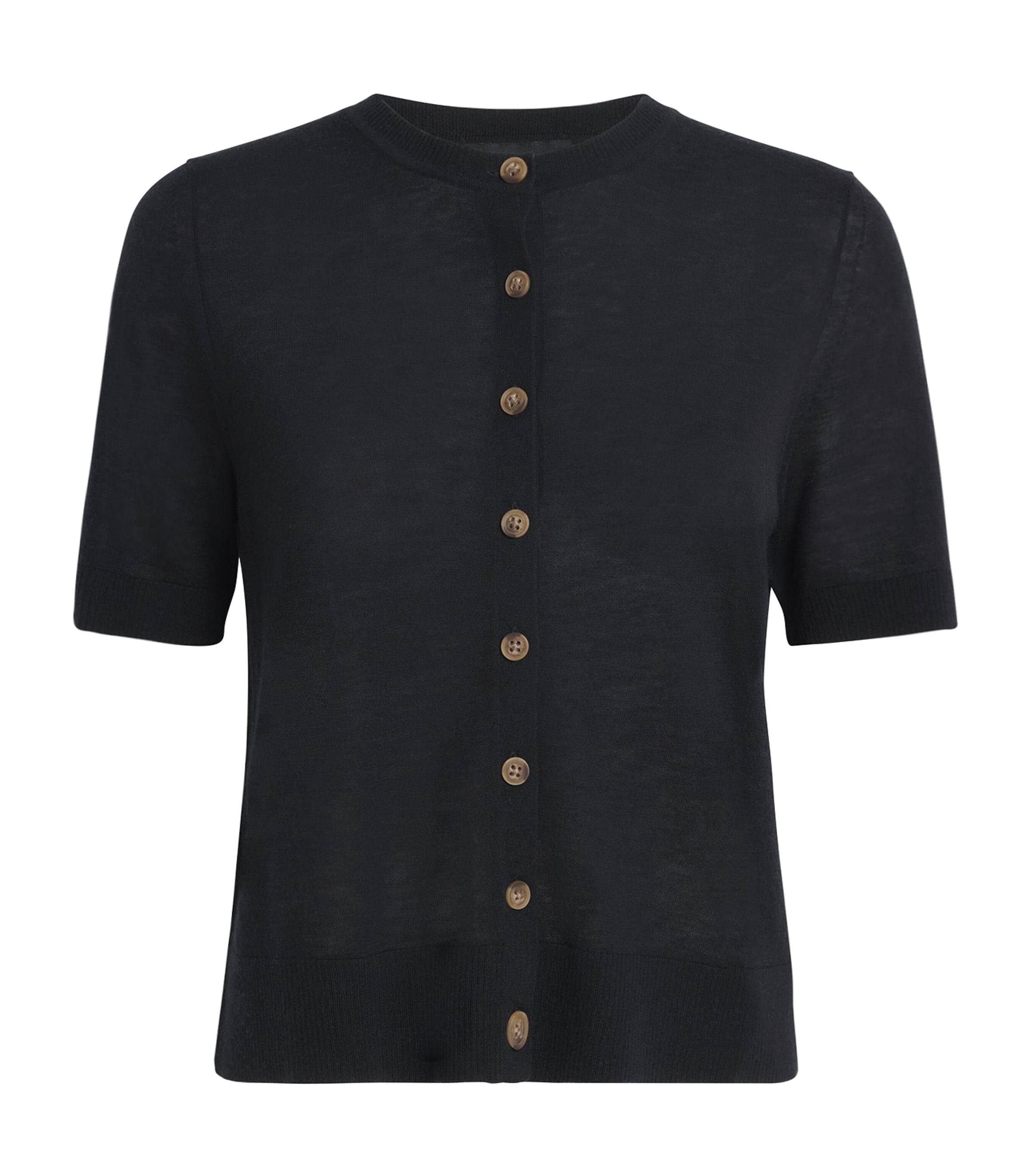 Wool-Cashmere Short-Sleeve Cardigan