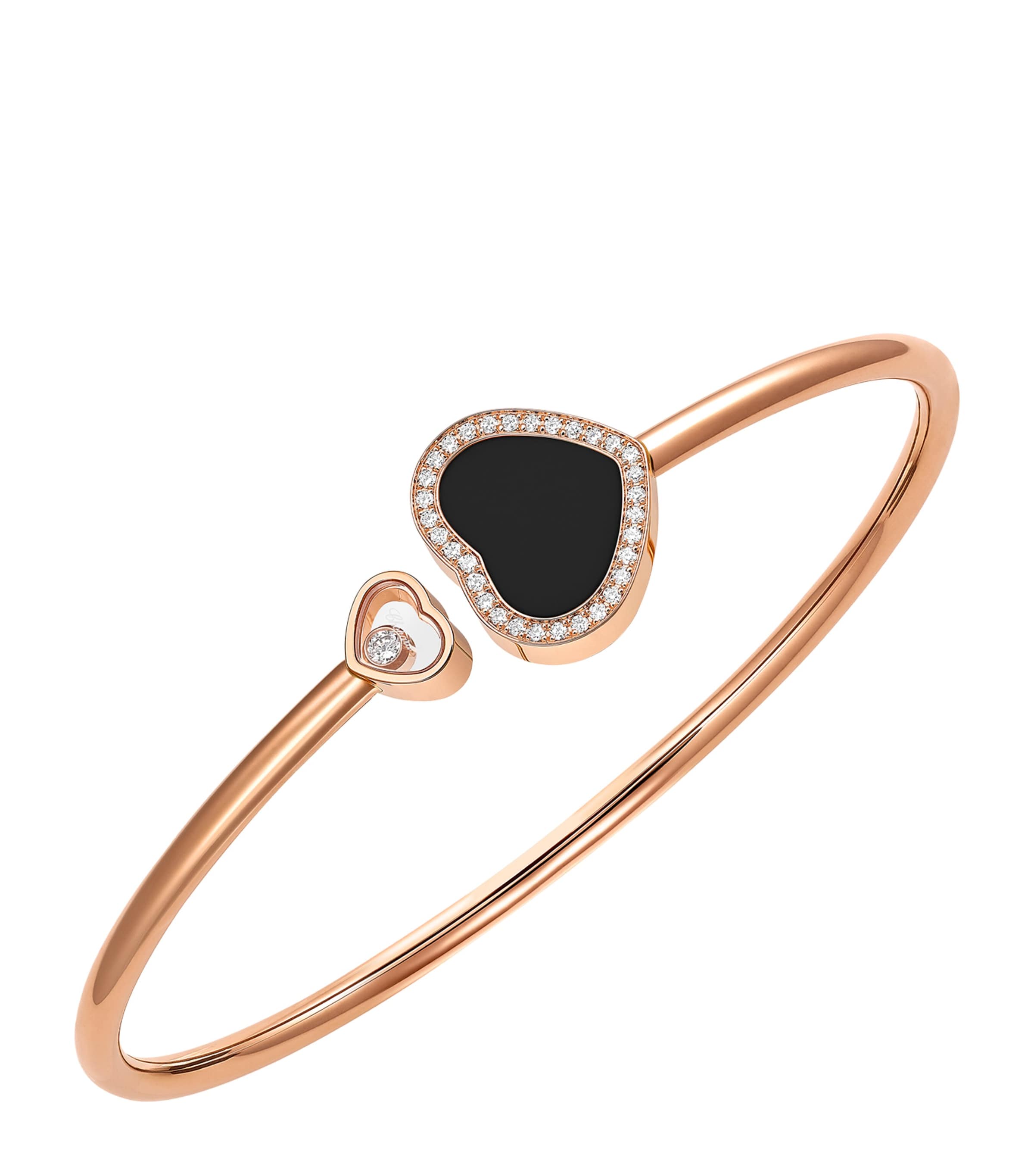 Chopard Rose Gold, Diamond and Onyx Happy Hearts Bracelet Rose Gold