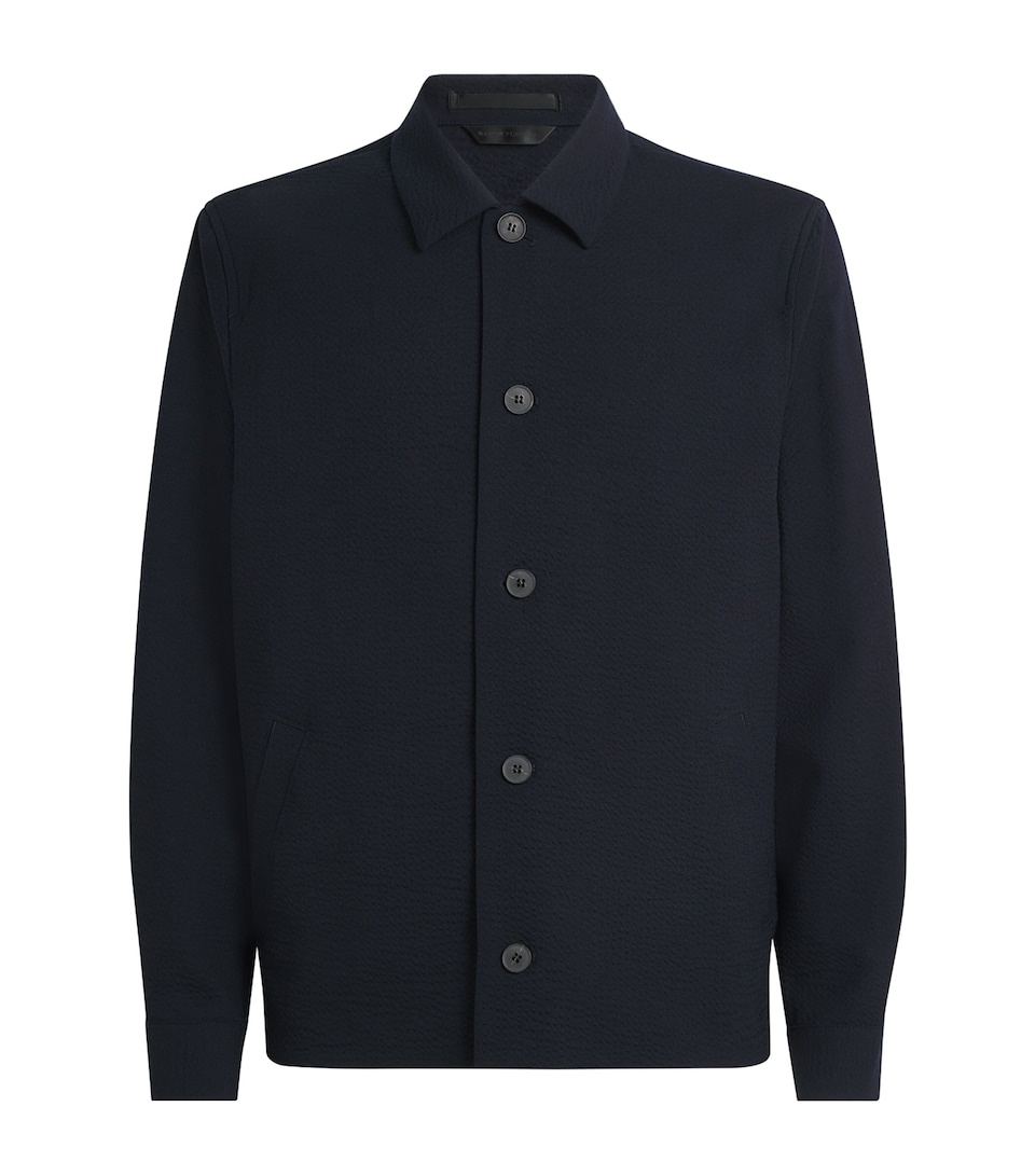Sunspel Mens Stretch-Wool Seersucker Jacket Buaa Navy