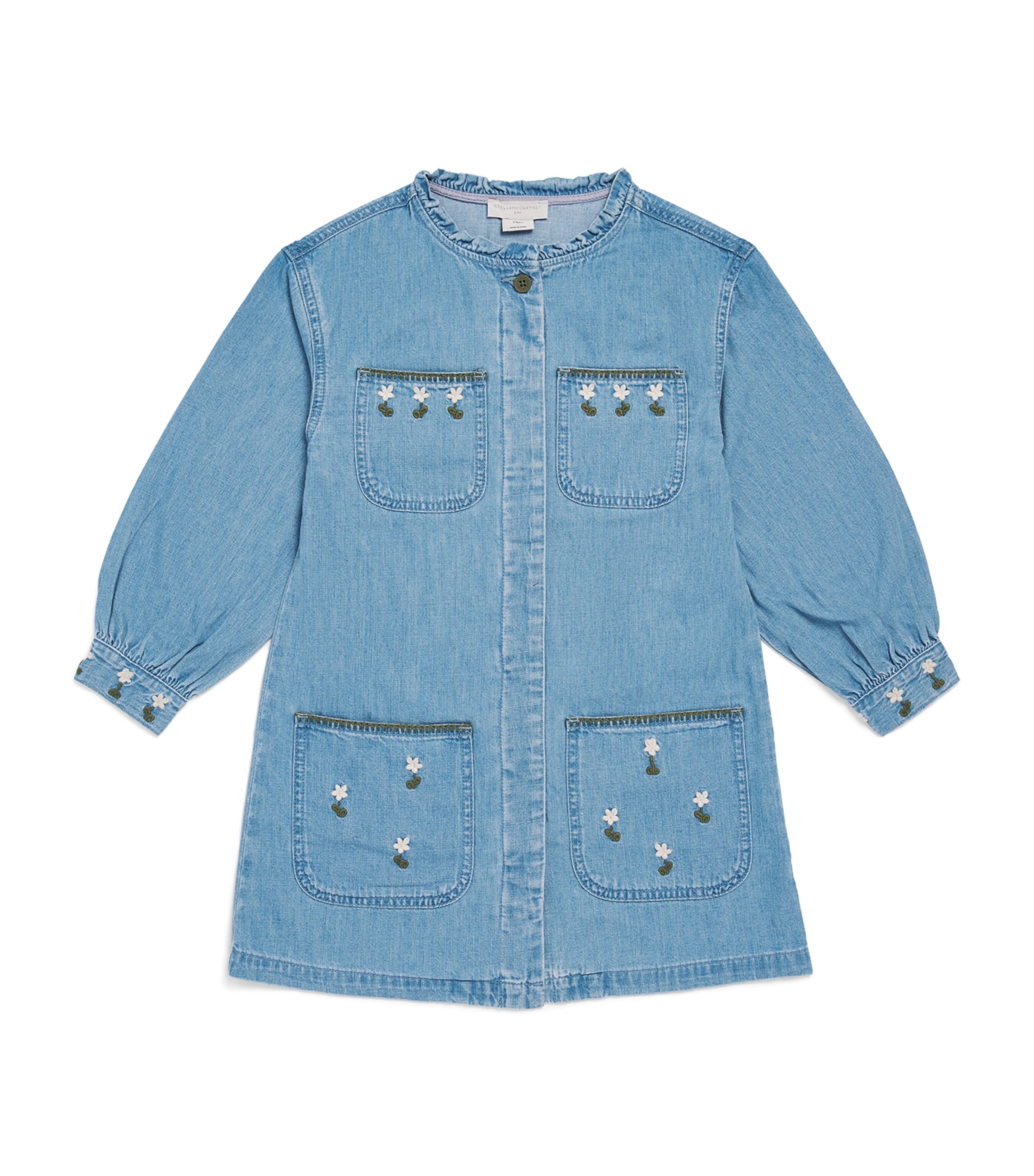 Stella McCartney Kids Embroidered Denim Dress (3-12 Years) Azure Blue