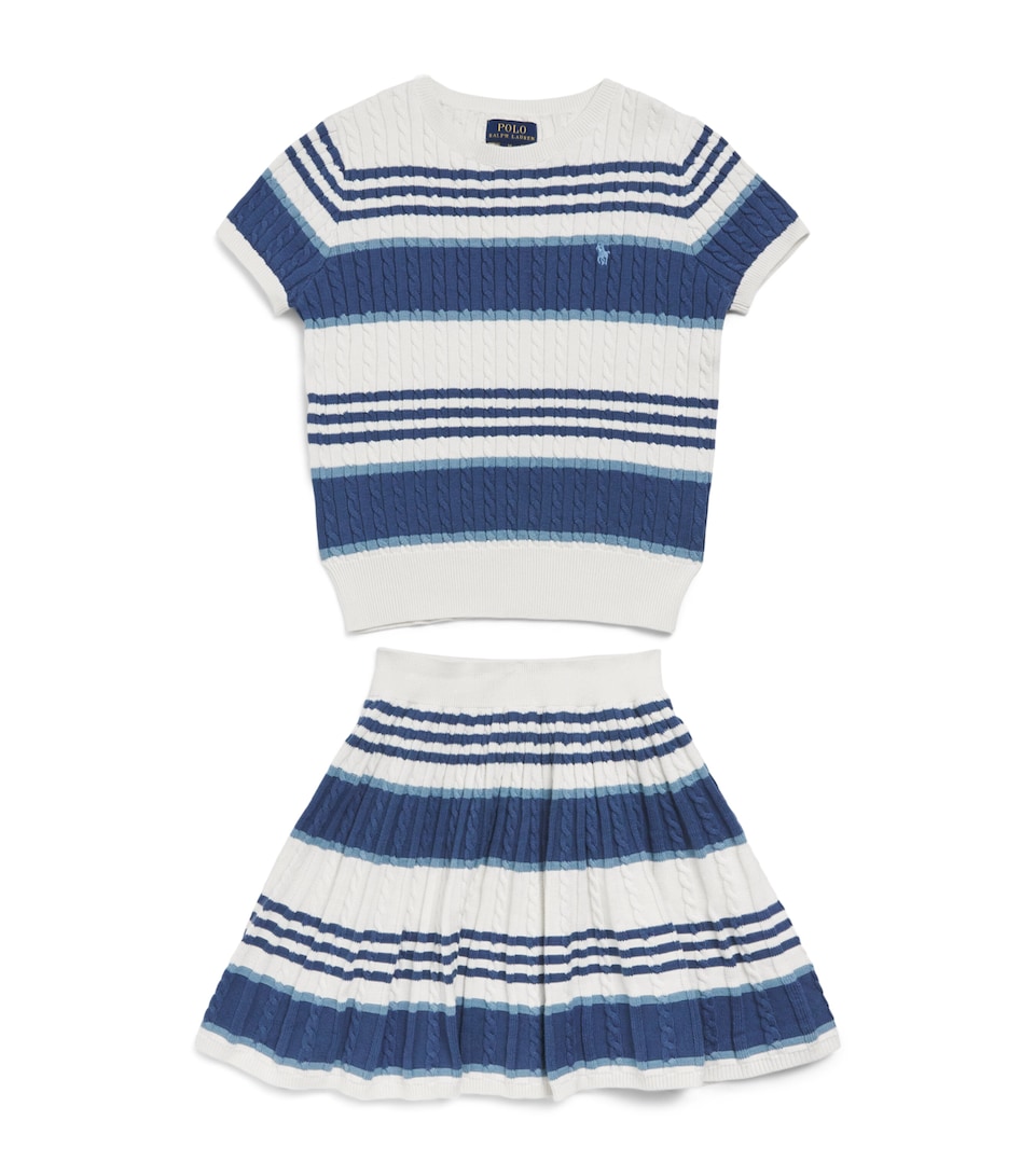 Striped Knitted Top and Skirt Set (7-14 Years)