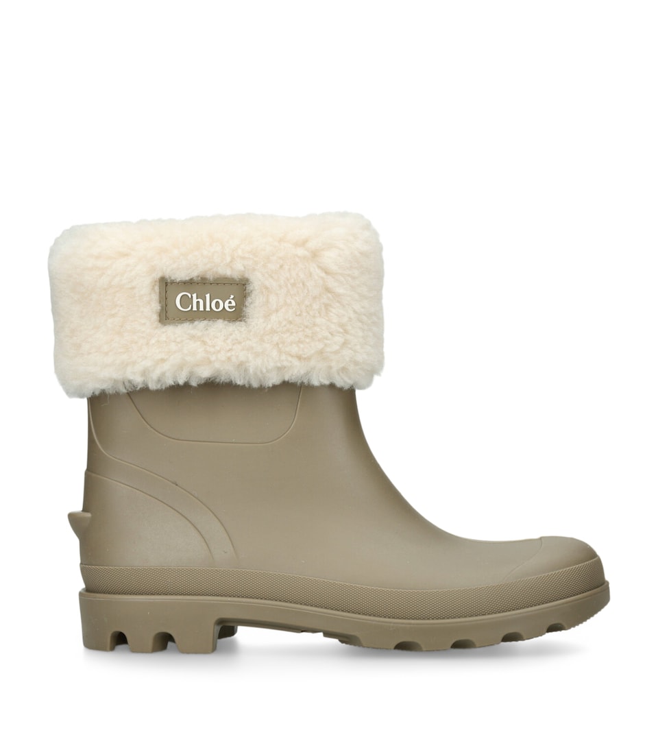 Faux Shearling-Lined Rain Boots
