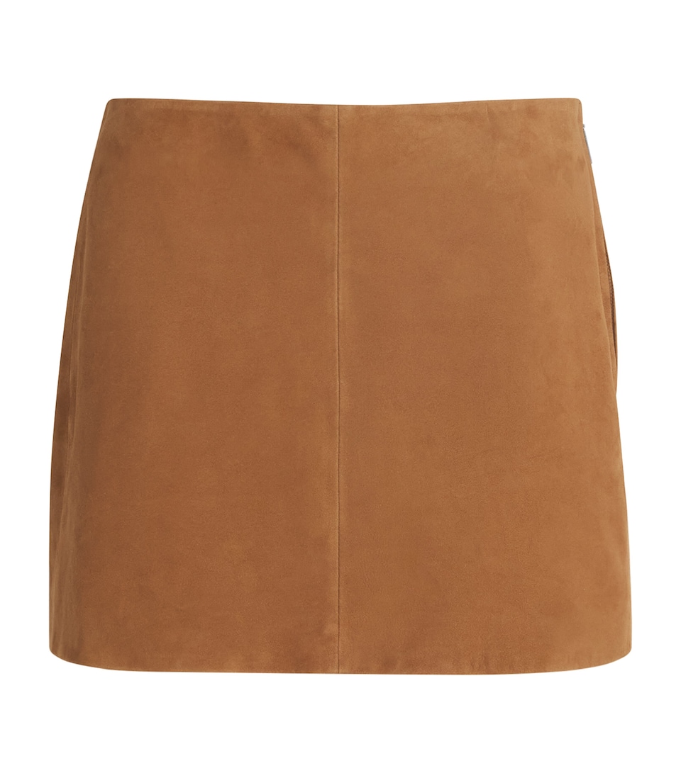 Arma Womens Lamb Suede Melody Mini Skirt Whiskey
