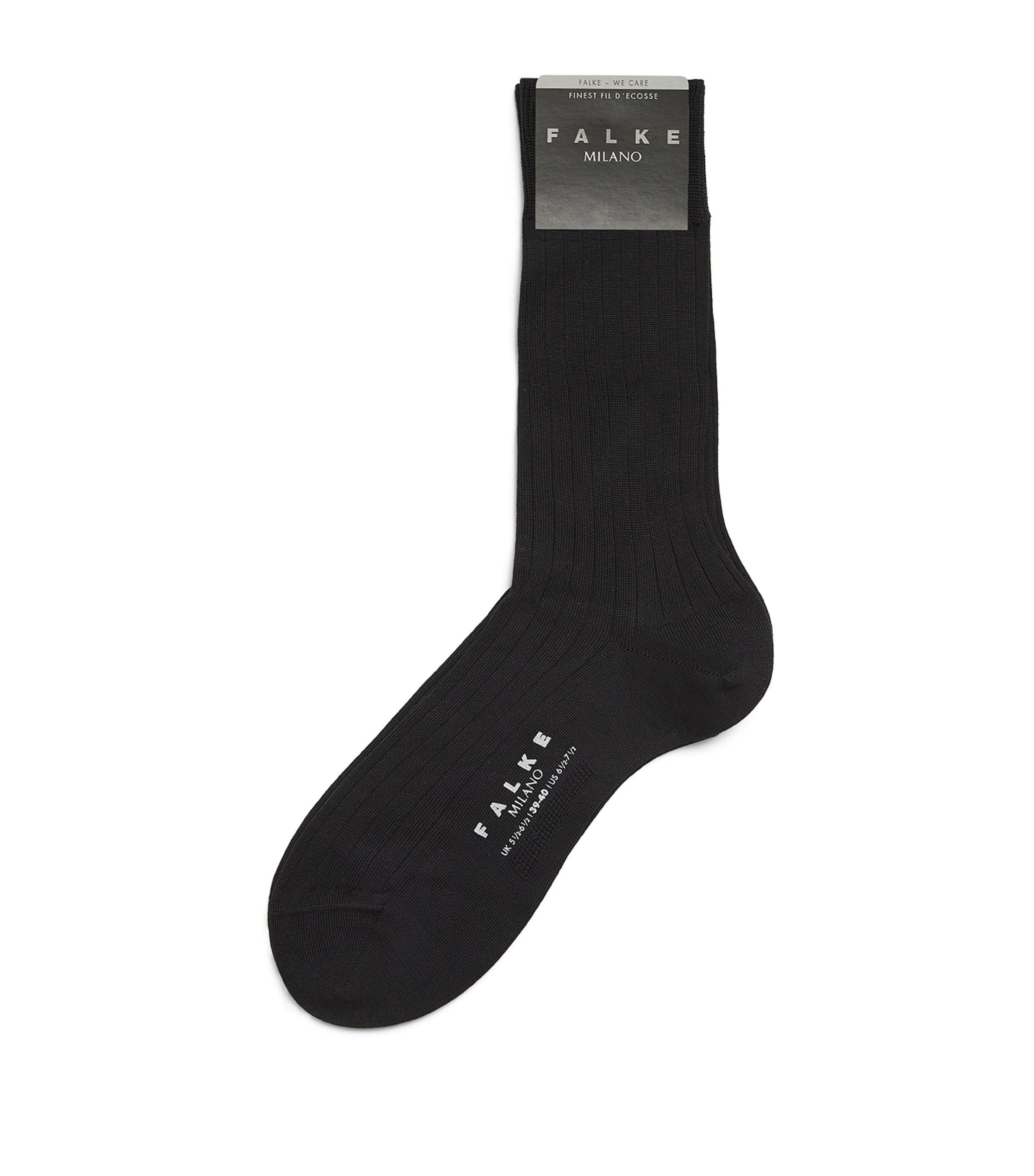 Falke Mens Milano Ribbed Socks Black