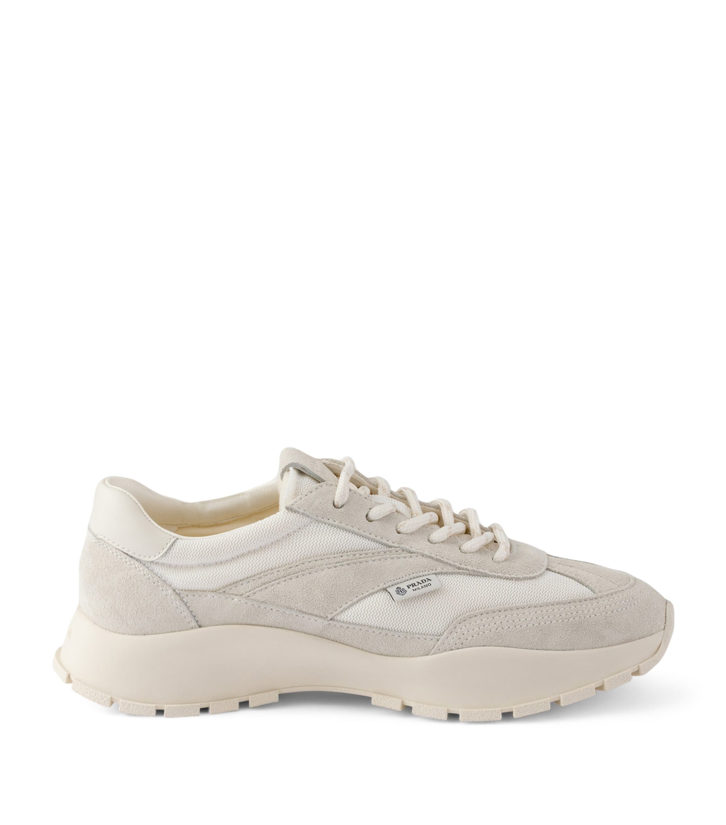 Prada Mesh and Suede Sneakers White
