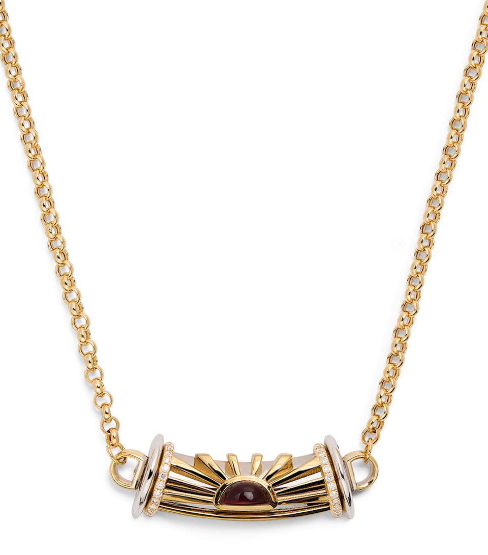 Big Yellow Gold, Diamond and Garnet Lot N*91 Warrior Dawn Necklace