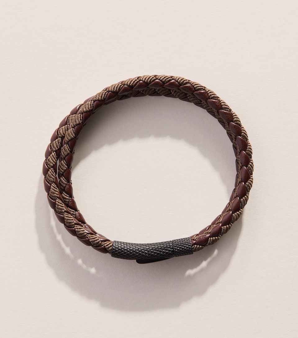 Tateossian Leather Chelsea Bracelet Brown
