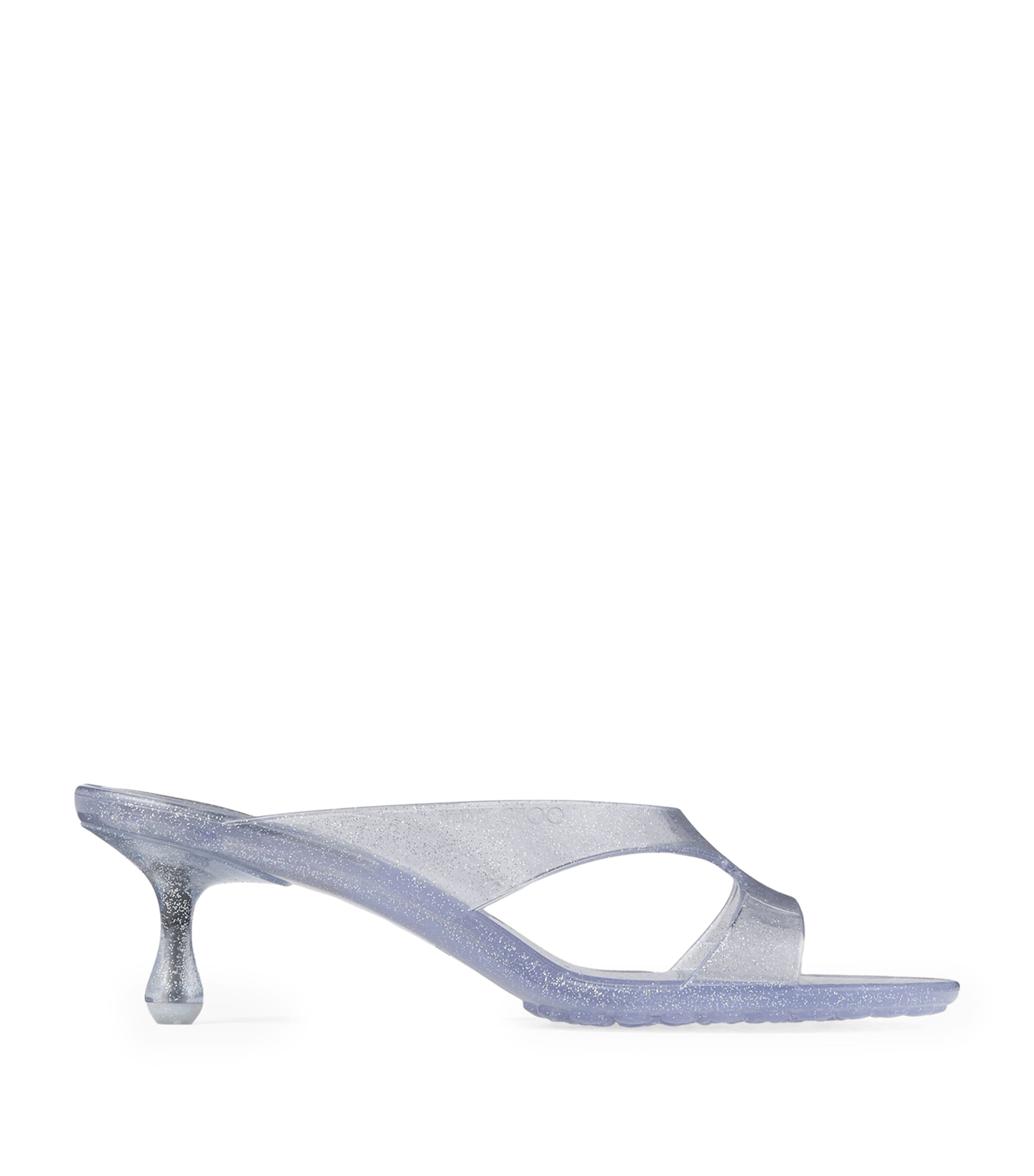 Jimmy Choo Jelly Drop 50 Glitter Heeled Mules Silver
