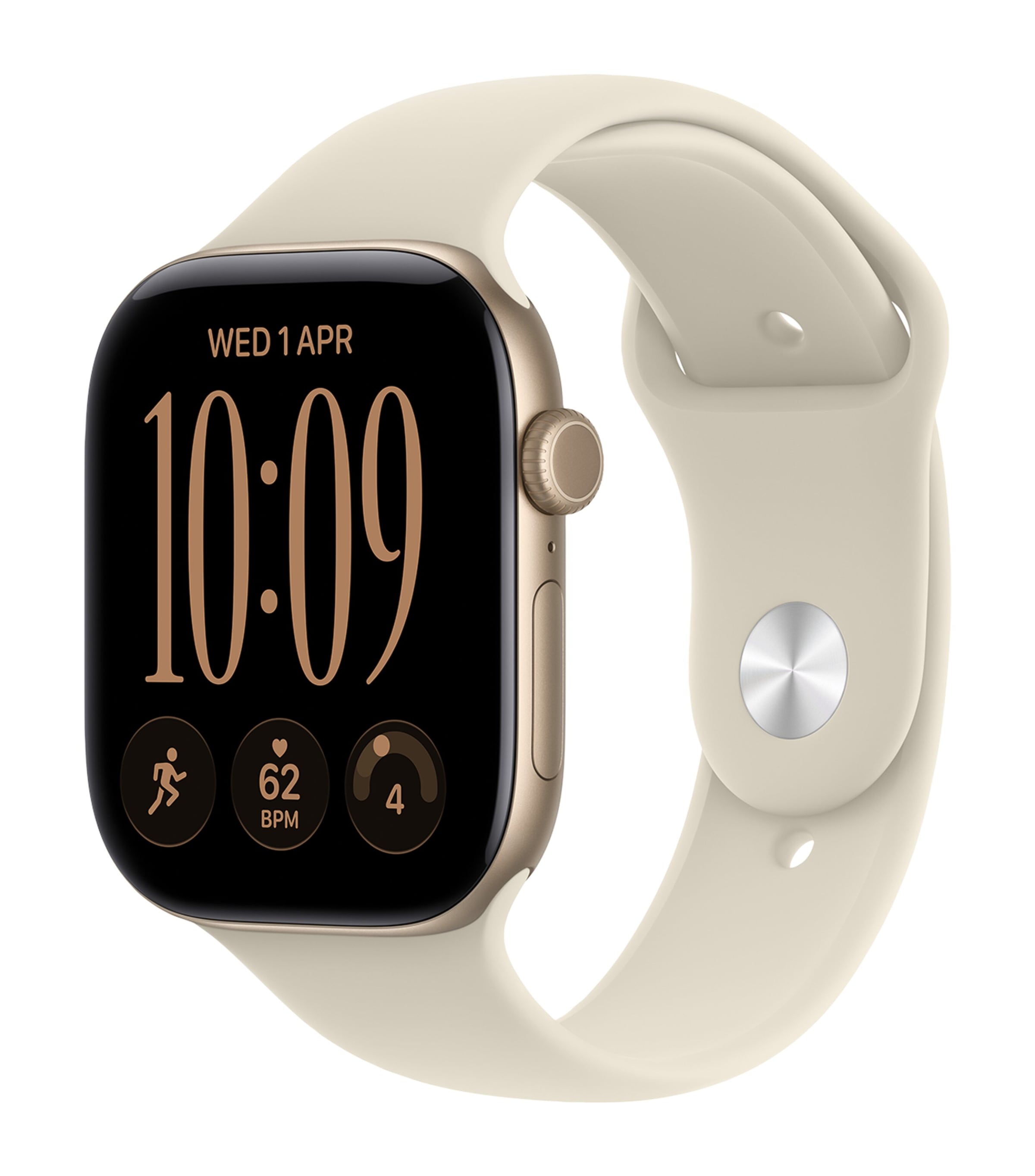 Apple Apple Watch Series 12 GPS – Light Gold Aluminium with Sand Sport Band, 46mm, Small/Medium Light Gold