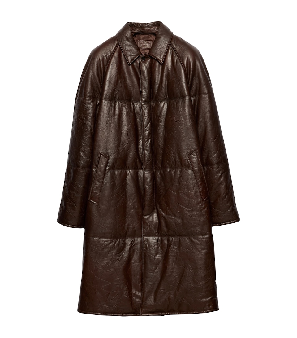 Prada Mens Padded Nappa Leather Jacket Brown