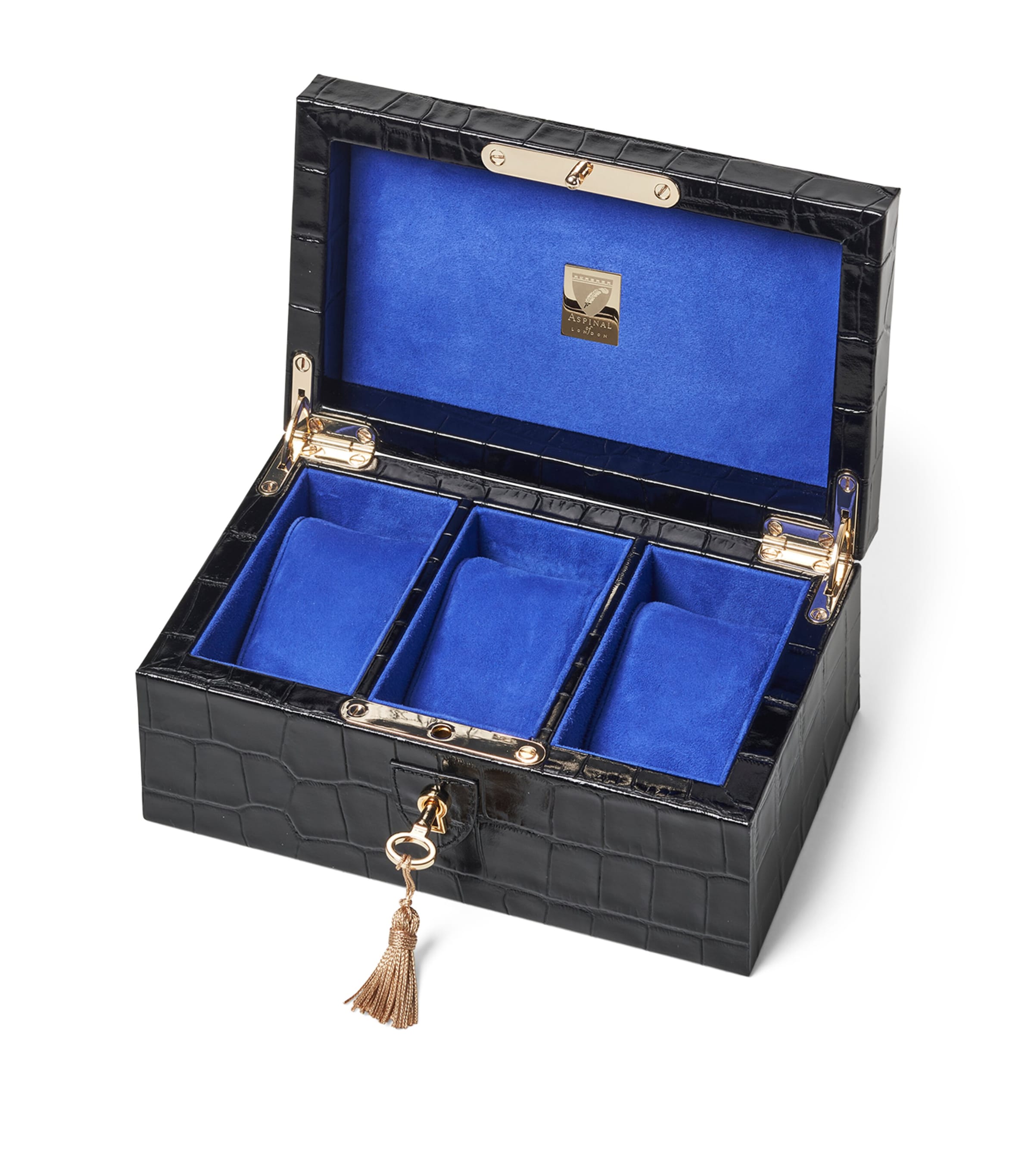 Leather Croc-Embossed 3-Piece Watch Box