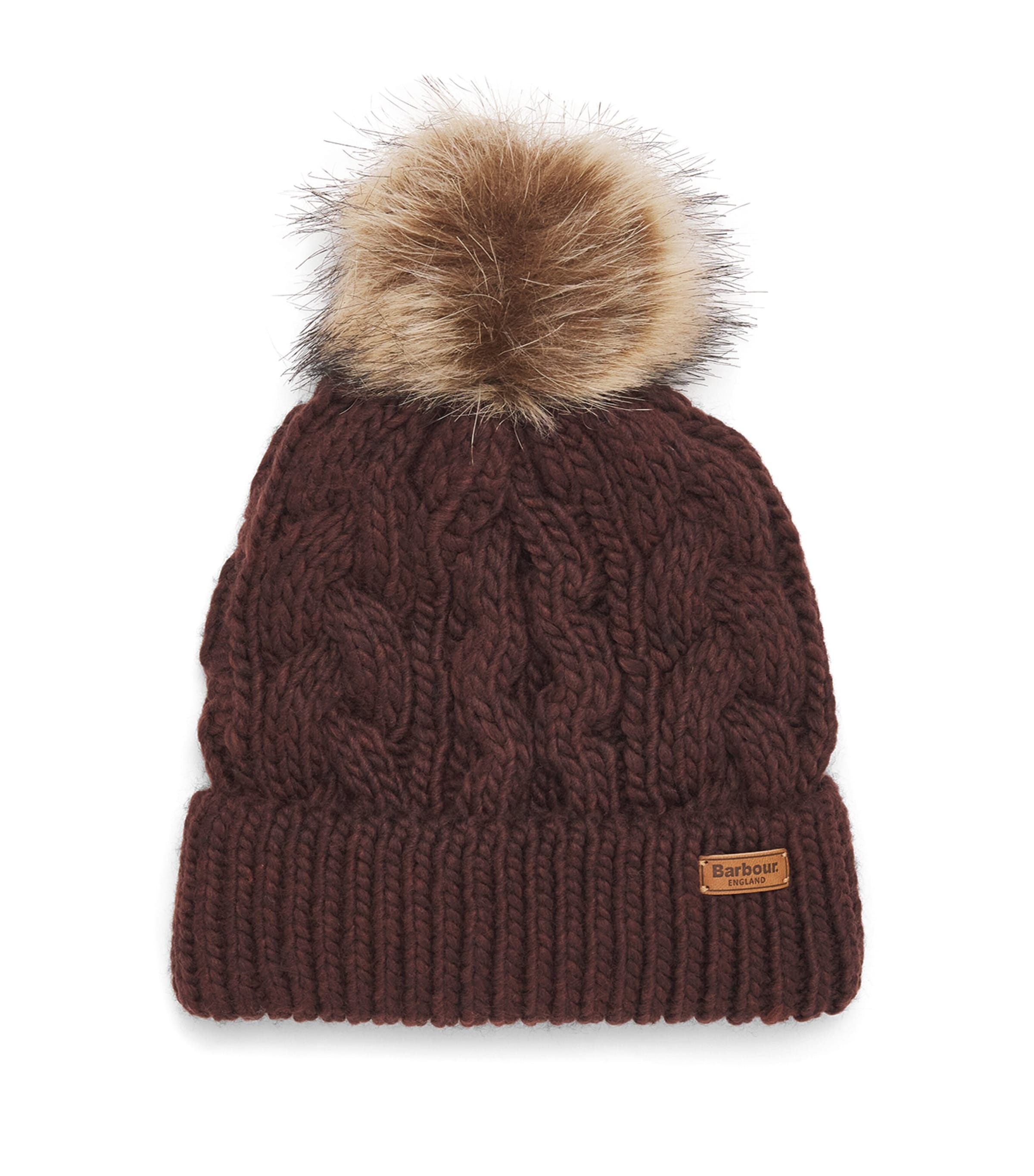 Barbour Cable-Knit Penshaw Beanie Fig