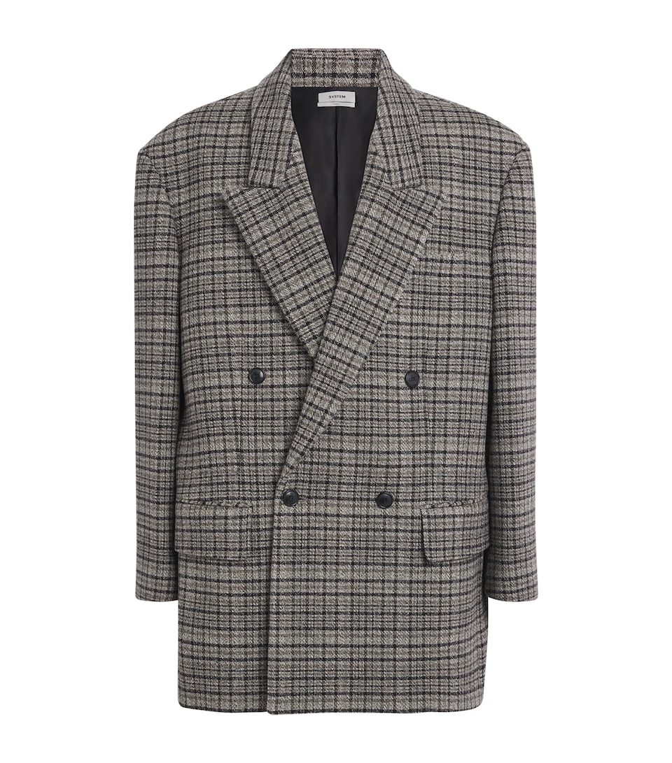 Oversized Check Double-Breasted Blazer