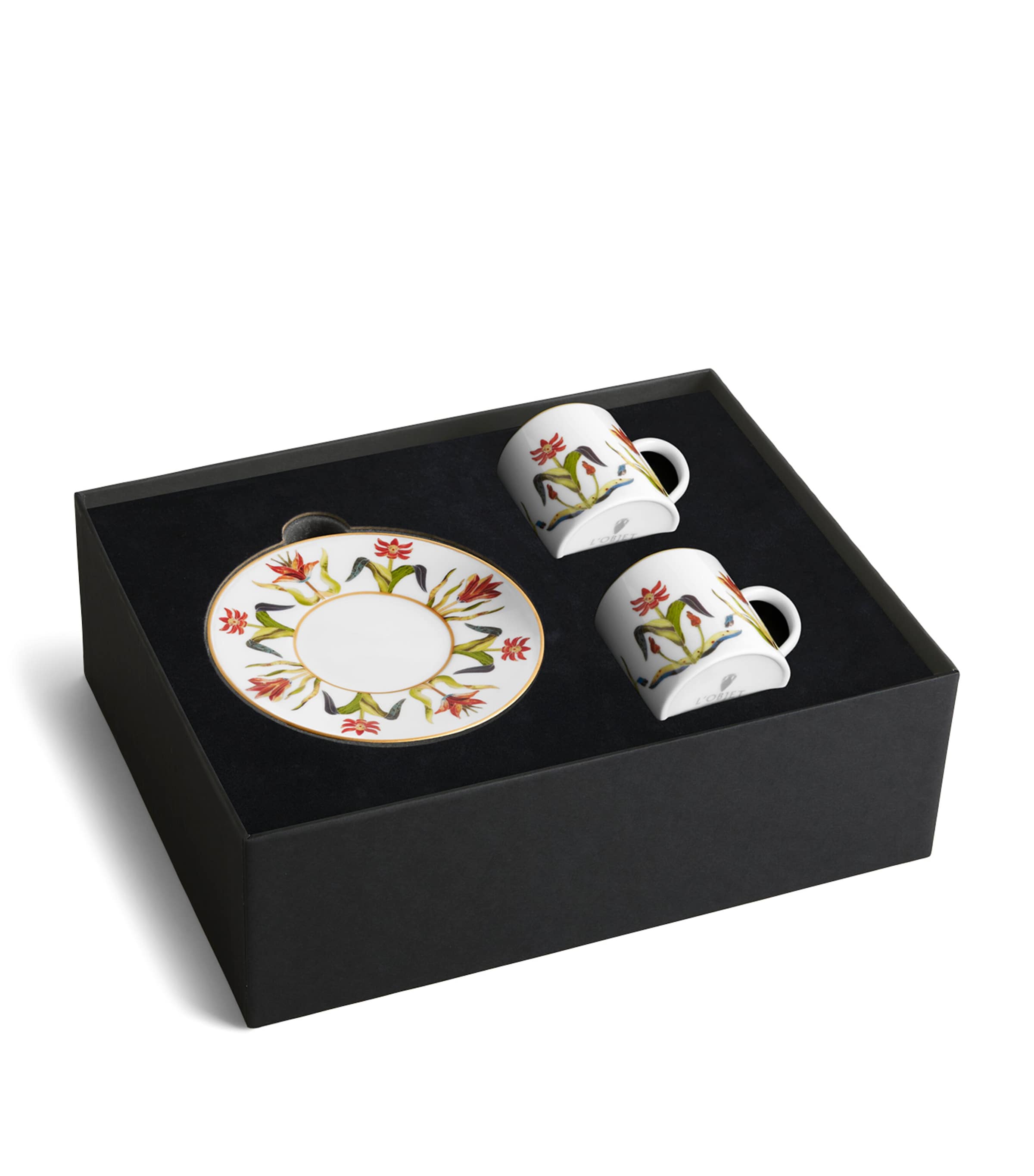 L'Objet Set of 2 Porcelain Grand Tour Espresso Cups and Saucers