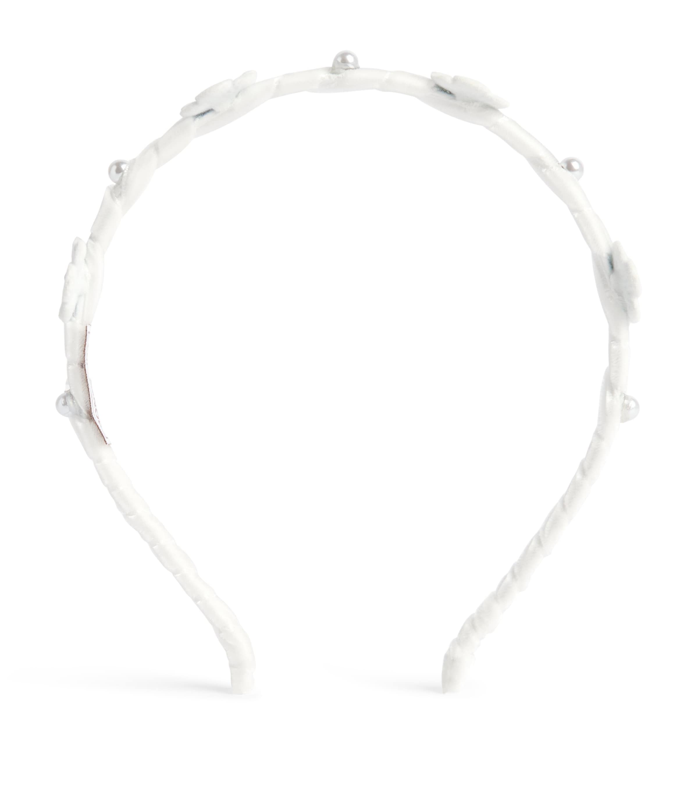 Monnalisa Velvet Flower-Detail Headband Panna