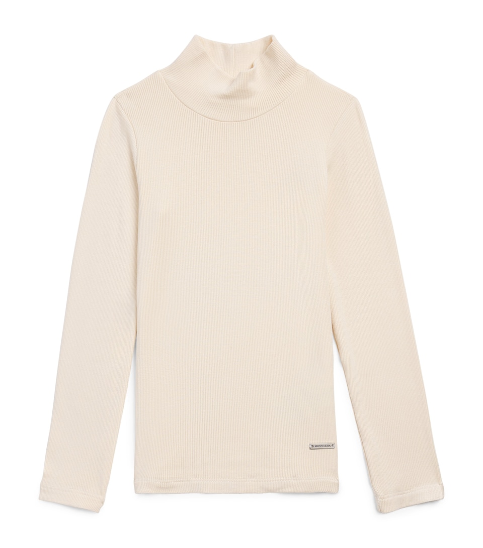 Monnalisa Ribbed Rollneck Top (2-12 Years) Ecru