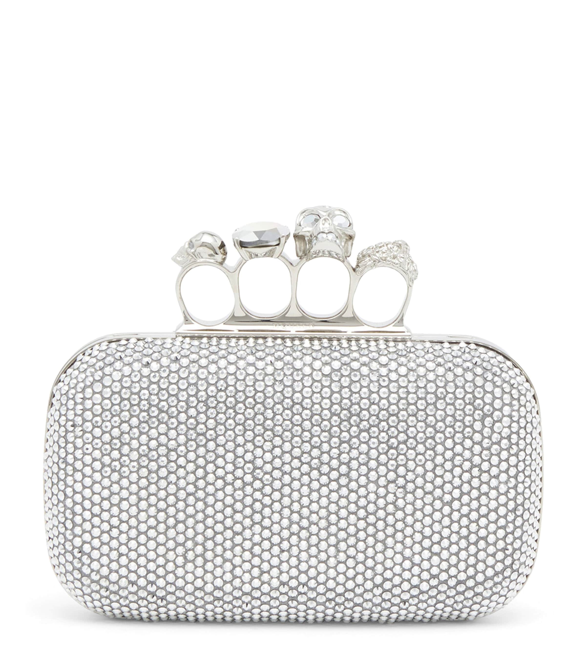 McQueen Crystal-Embellished Knuckle Clutch Bag
