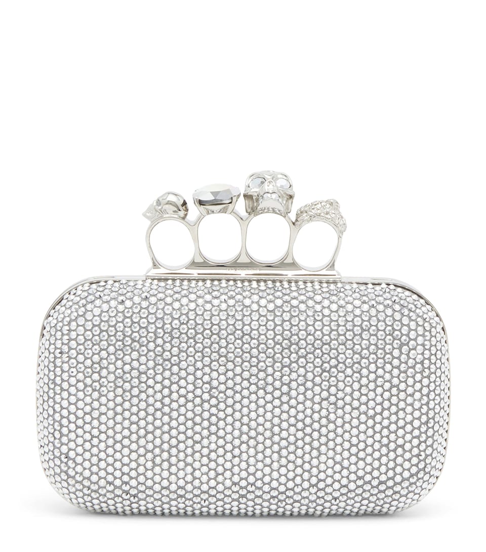 McQueen Crystal-Embellished Knuckle Clutch Bag