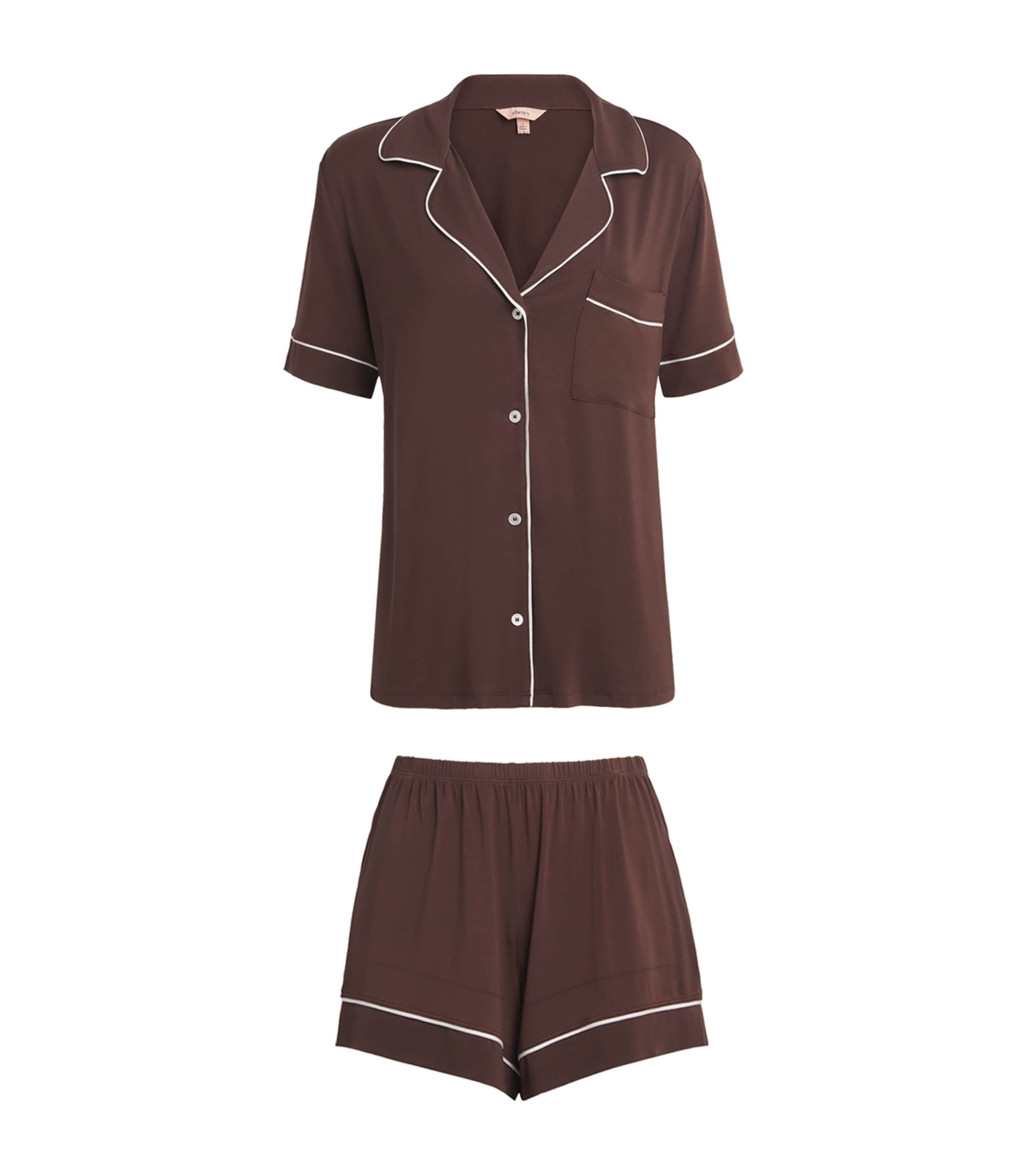 Eberjey Womens Gisele Short Pyjama Set Chocolate/ivory