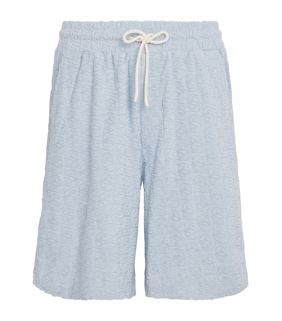Drôle De Monsieur Mens Terry Monogram Shorts Blue